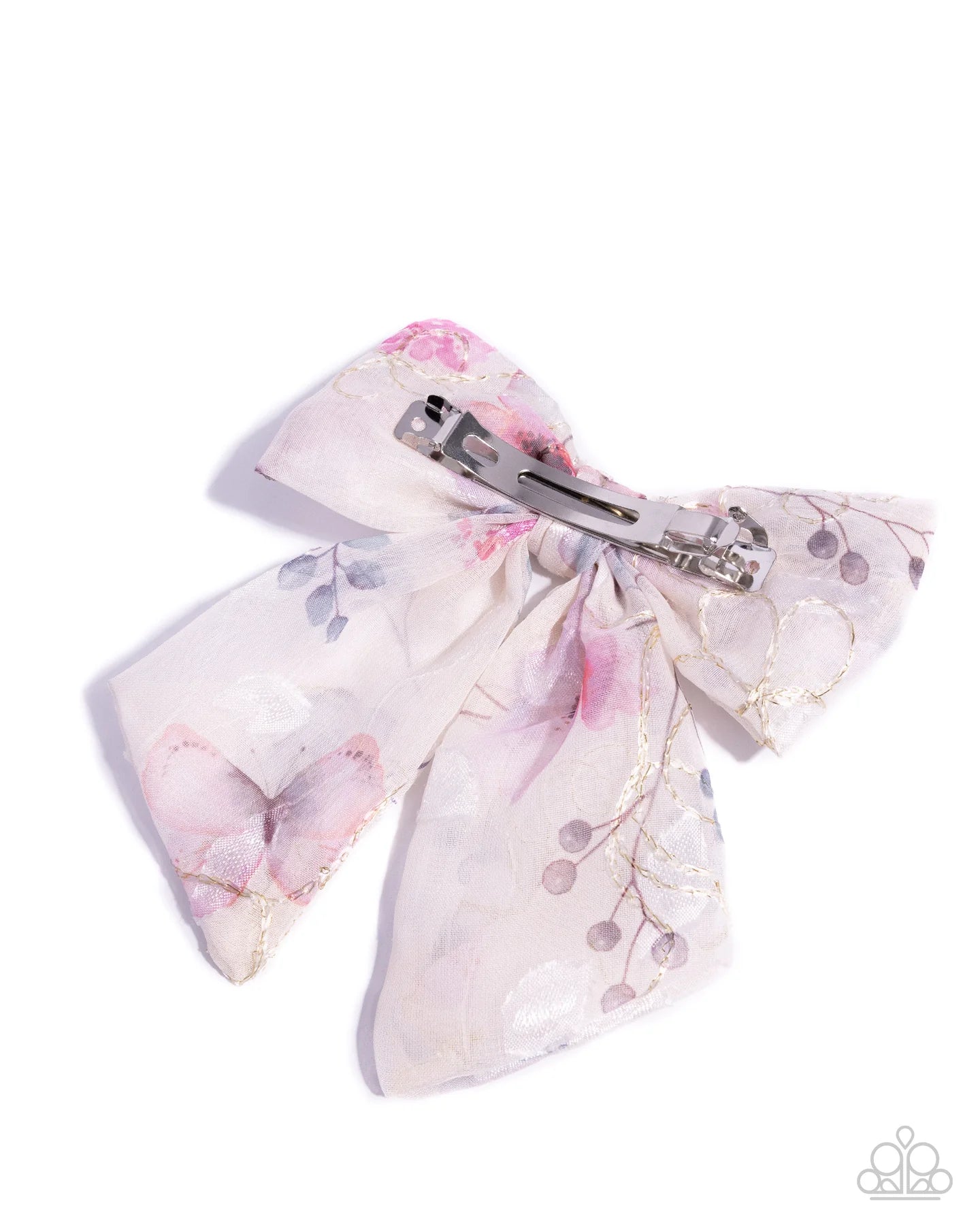Paparazzi BOW Together - White Pink Purple Floral Bow Hair Clip H0243