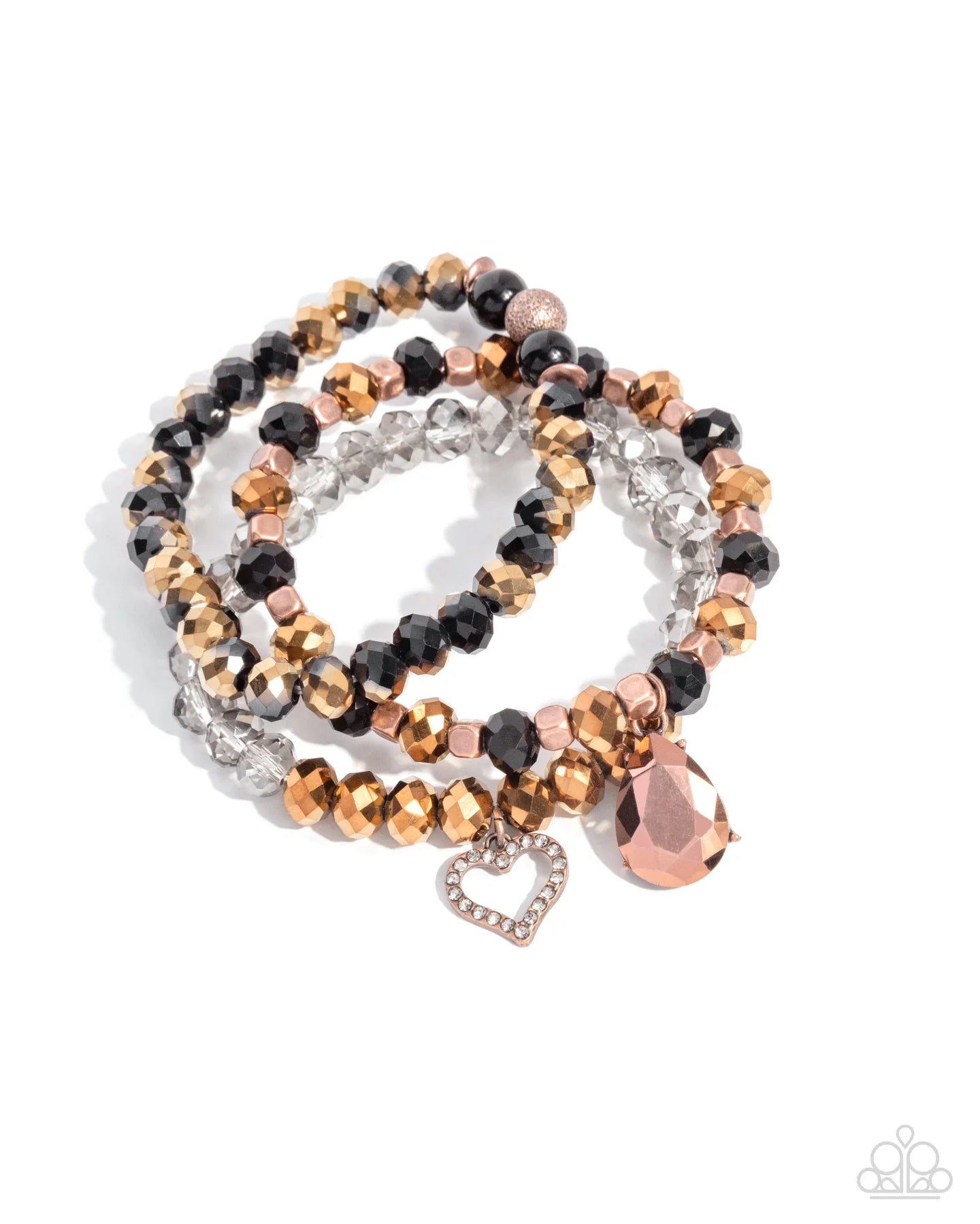 Paparazzi Lasting Layers - Copper Brown Black UV Stretch Set Of 3 Bracelets B2573