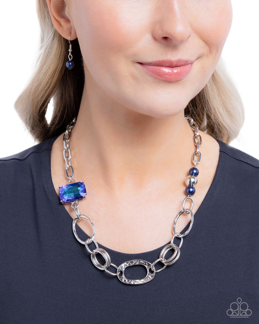 Attention to Detail - Blue Montana Pearl & Gem Silver Necklace Paparazzi N3628
