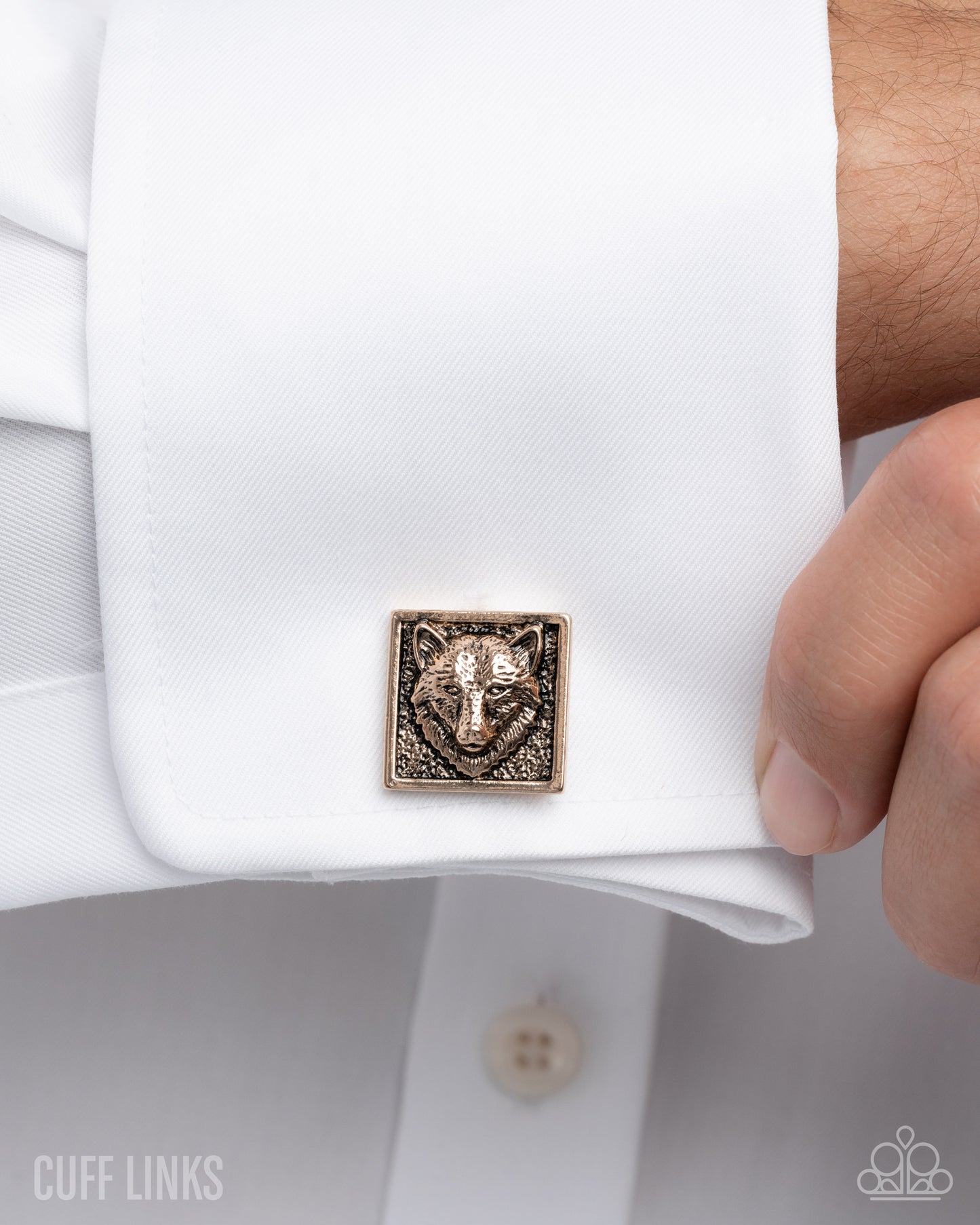 Alpha of the Pack - Gold Wolf Head French Cuff Link Paparazzi