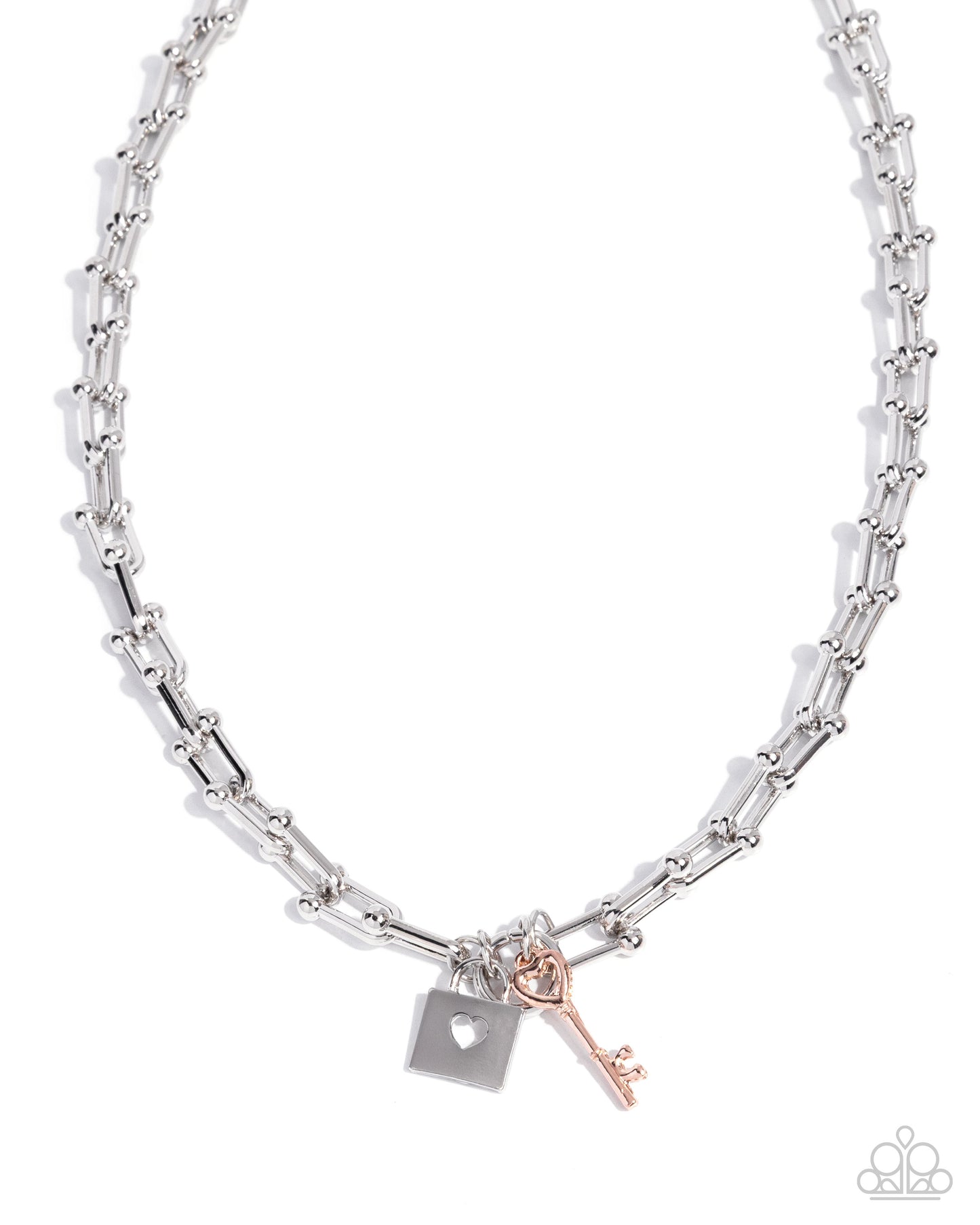Paparazzi Pep LOCK - Multi Silver Lock & Rose Gold Key Charm Necklace N3884