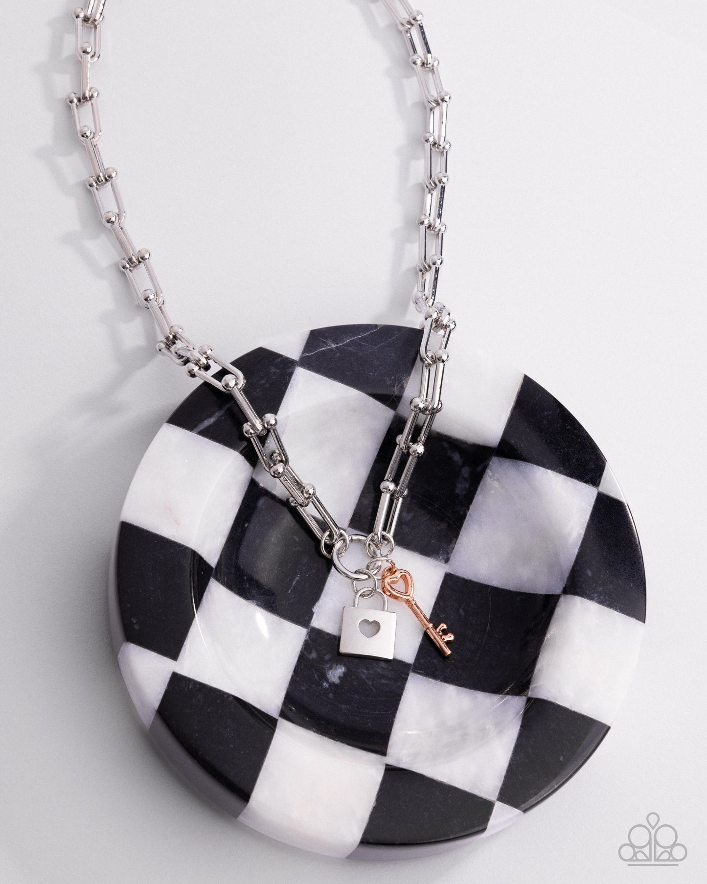 Paparazzi Pep LOCK - Multi Silver Lock & Rose Gold Key Charm Necklace N3884