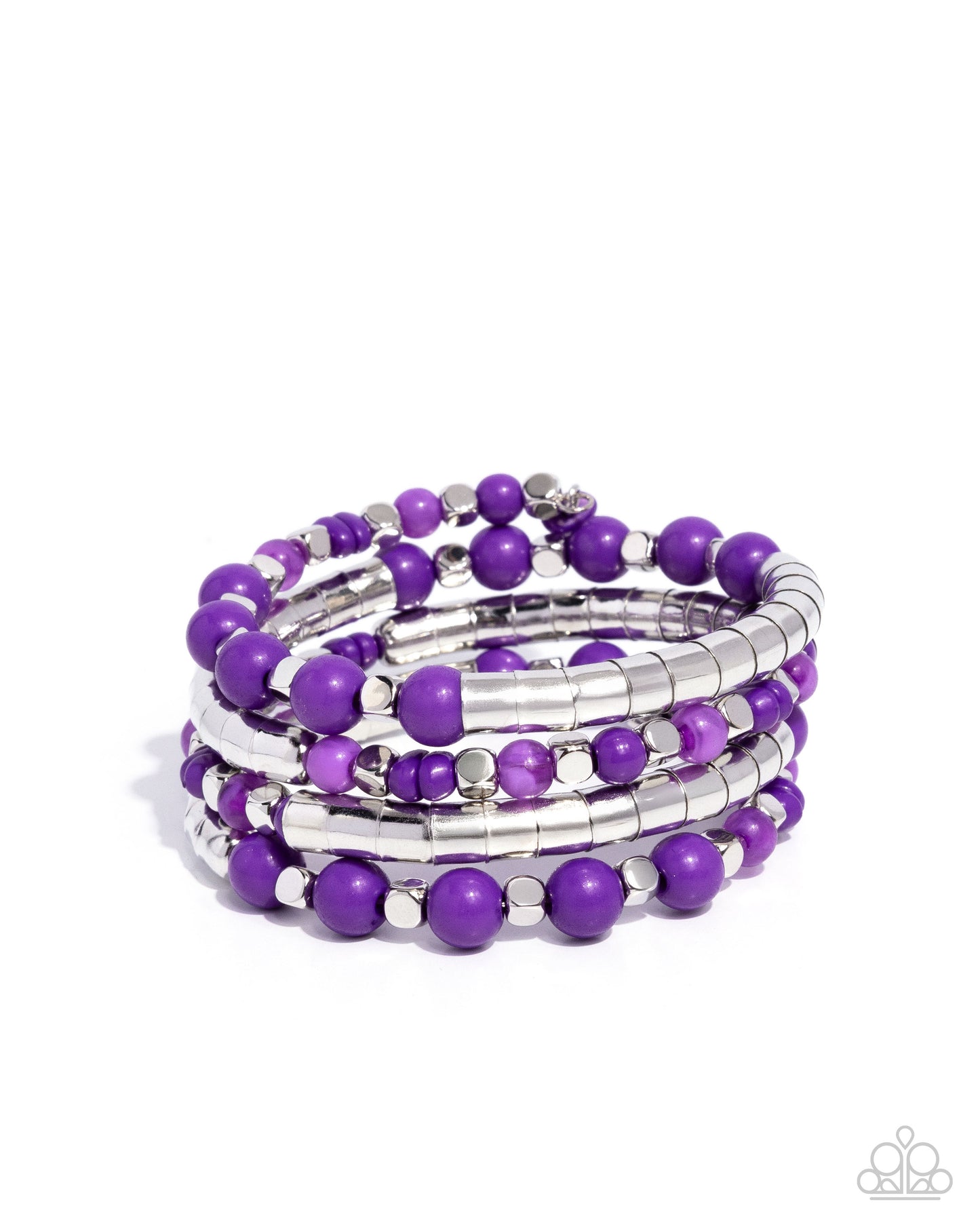 Paparazzi The Rite of Color - Purple & Silver Coil Bracelet B0374