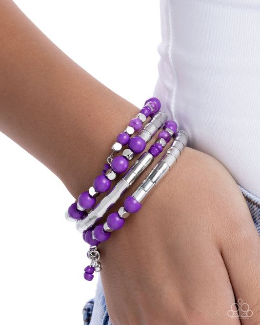 Paparazzi The Rite of Color - Purple & Silver Coil Bracelet B0374