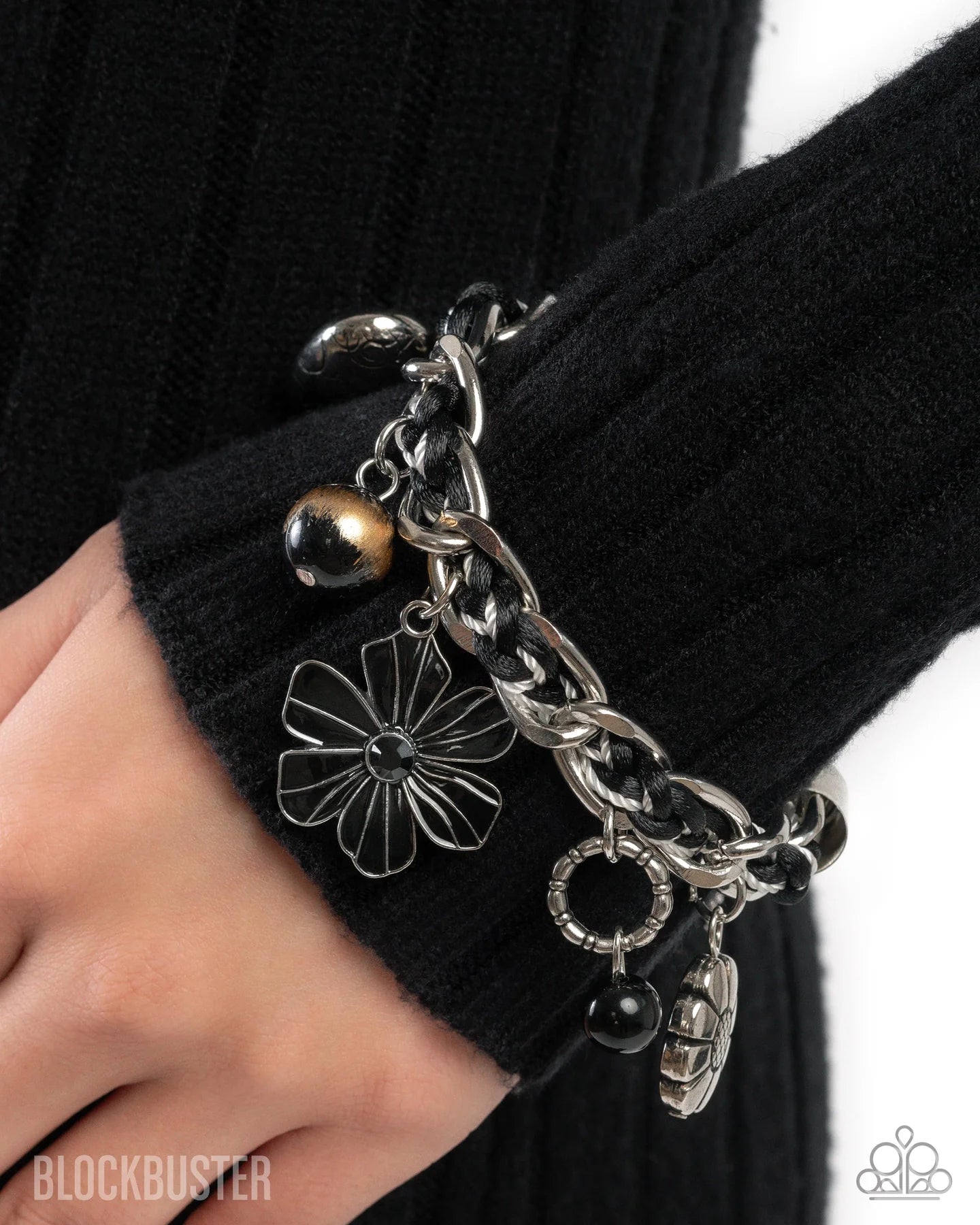 Equally Enchanted - Black Cord Silver Heart Charm Bracelet - Blockbuster 2025 Exclusive - Paparazzi B2436