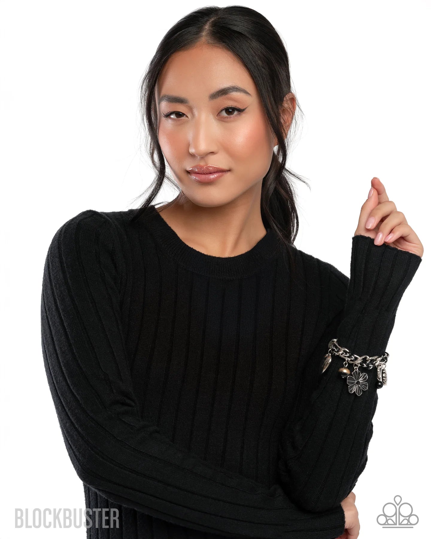 Equally Enchanted - Black Cord Silver Heart Charm Bracelet - Blockbuster 2025 Exclusive - Paparazzi B2436