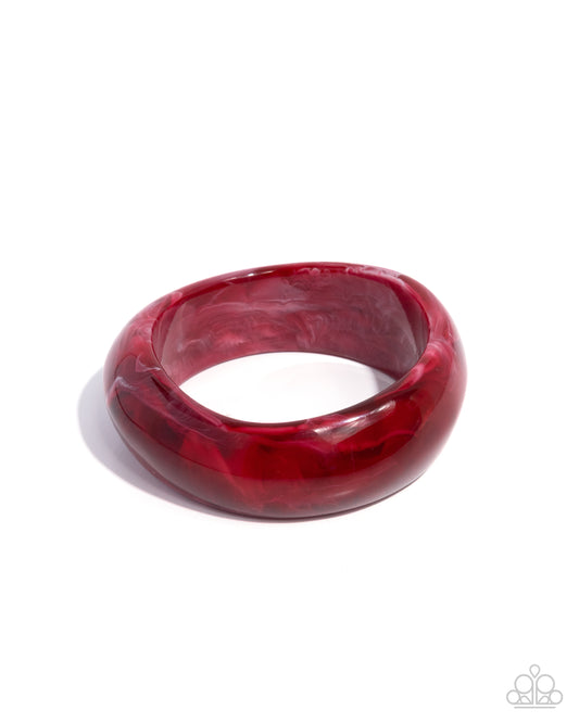 Modest Mirage - Red Swirled Motif Acrylic Bangle Bracelet 2025 Convention Exclusive Paparazzi B2342