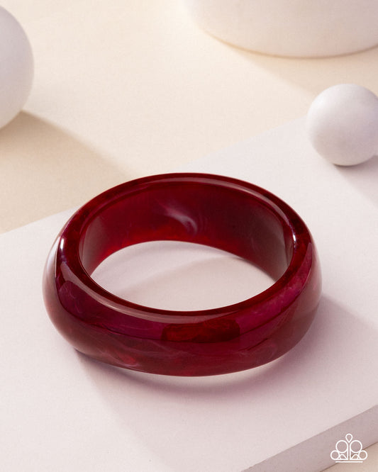 Modest Mirage - Red Swirled Motif Acrylic Bangle Bracelet 2025 Convention Exclusive Paparazzi B2342