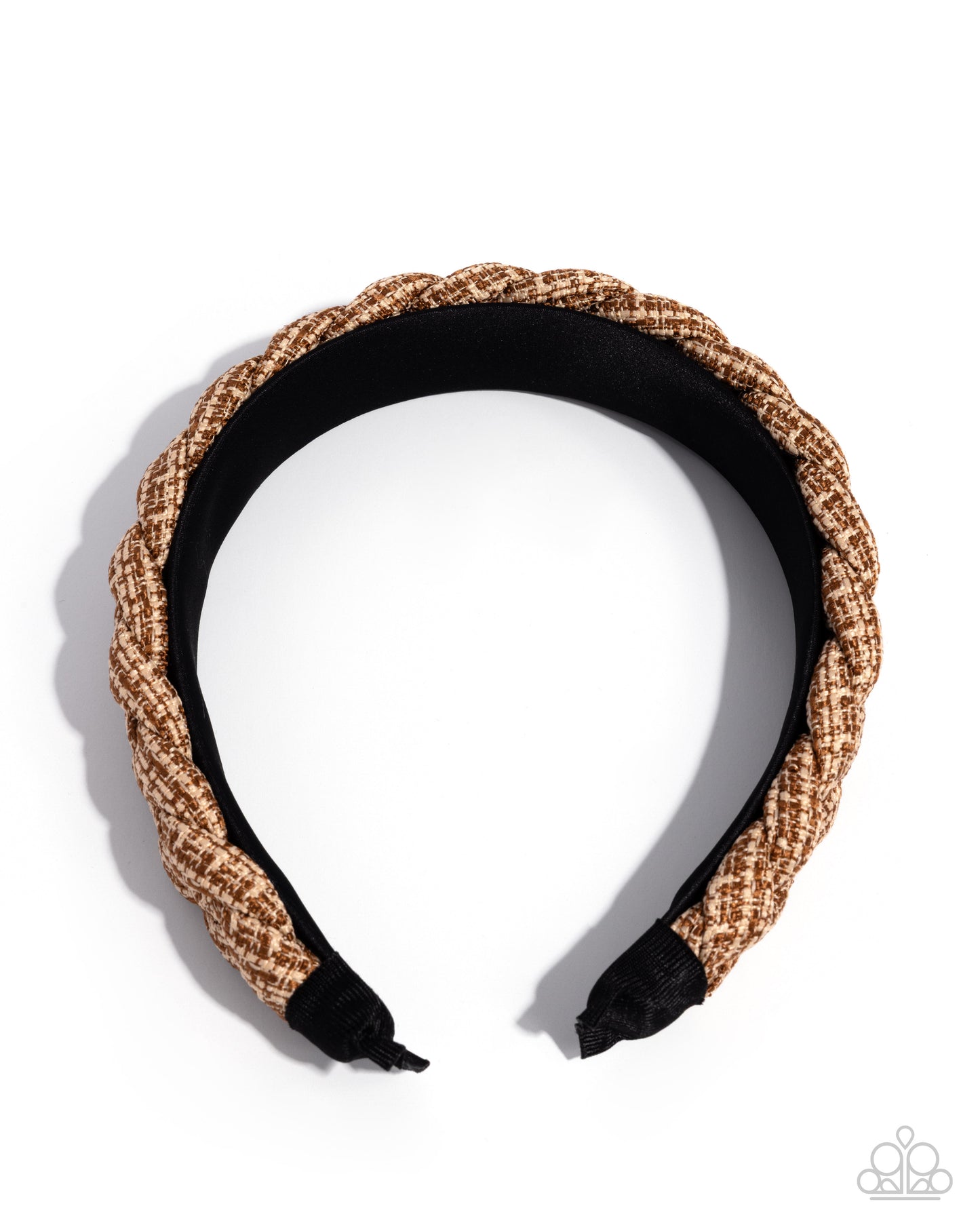 Braided Bombshell - Brown & White Tweed Braided Headband Paparazzi H0234
