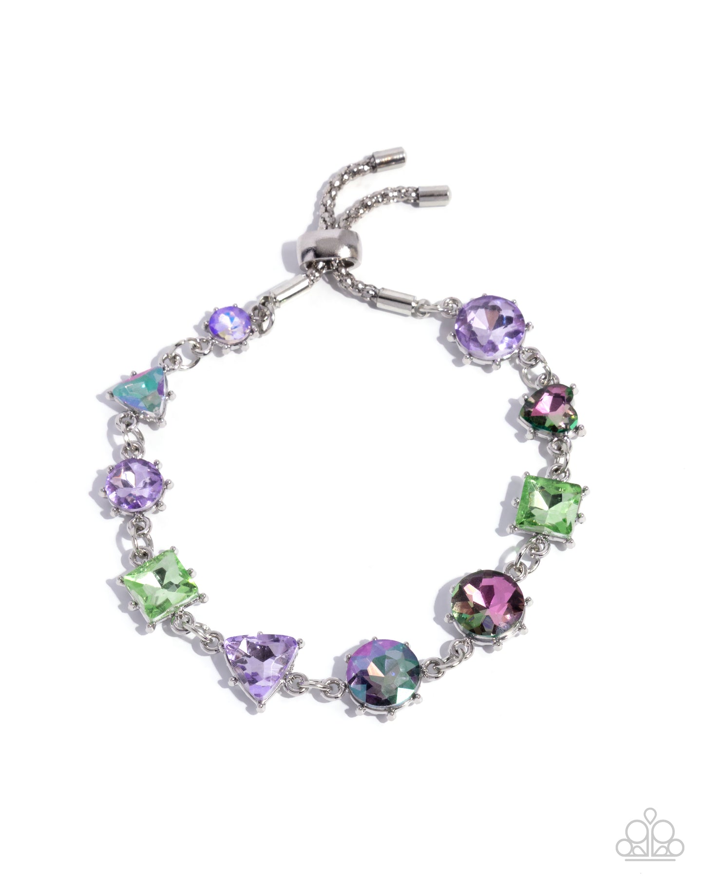 Royal Arrangement - Purple, Green Gem Silver Bracelet Paparazzi B2370
