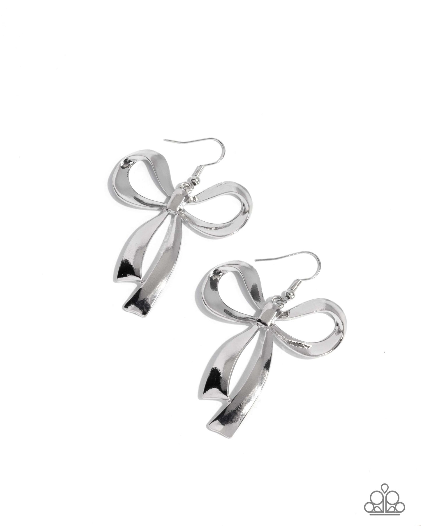 Paparazzi Captivating Coquette - Silver Oversized Bow Earring E3237