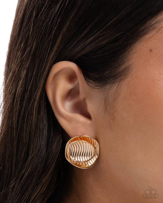 Paparazzi Layered Leader - Gold Disc Post Earring