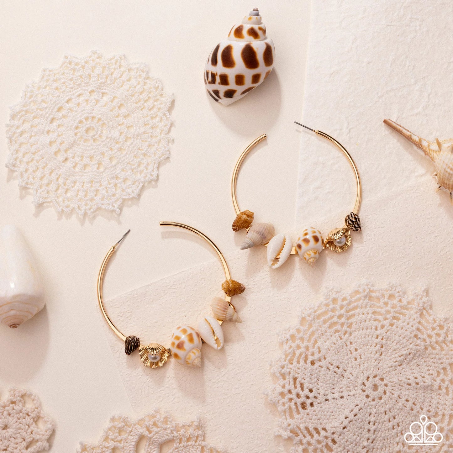 Seashell Sonnet Gold Seashell Hoop Earring Life Of The Party June 2025 Paparazzi E3004