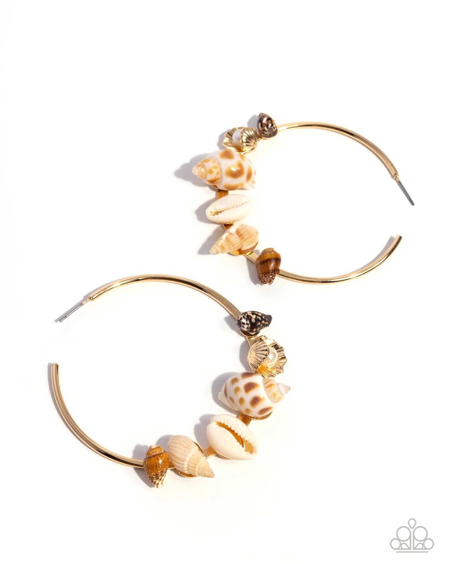 Seashell Sonnet Gold Seashell Hoop Earring Life Of The Party June 2025 Paparazzi E3004