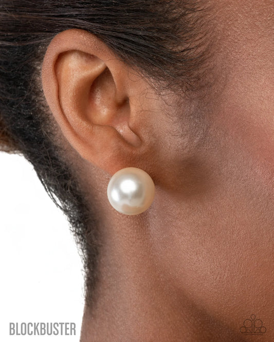 Preppy Princess - White Pearl Post Earrings - Blockbuster 2025 Exclusive Paparazzi E3120