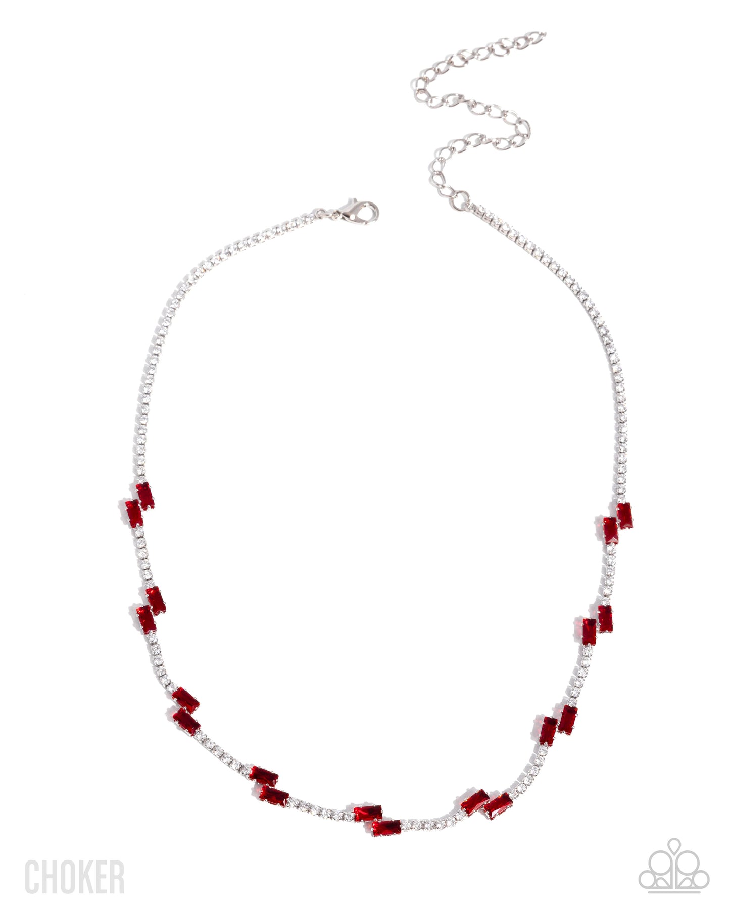 Paparazzi Sliding Shine - Red - Poppy Red Gem Silver Choker Necklace N3873