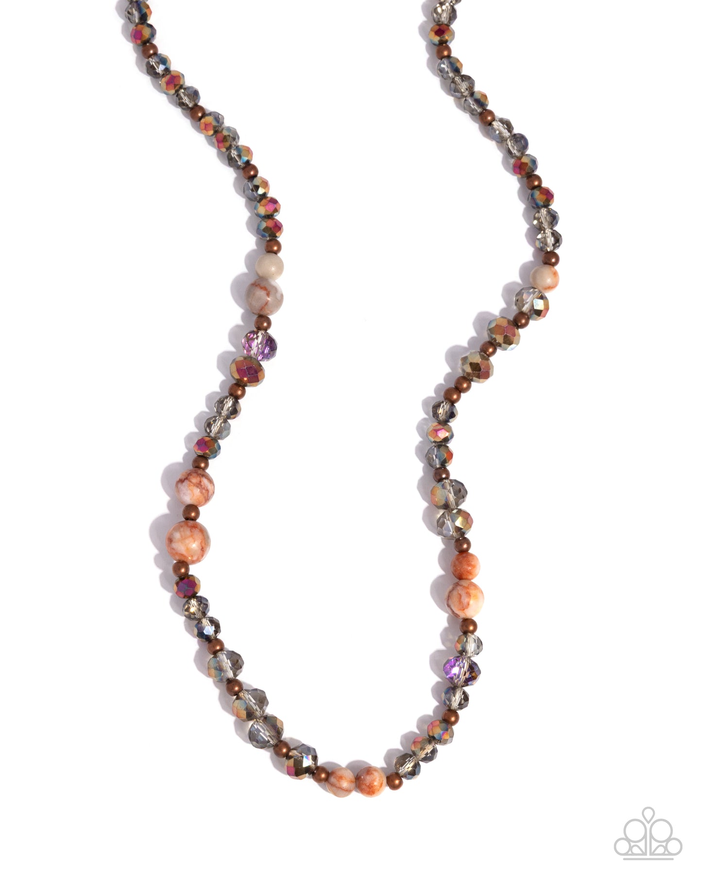 Paparazzi Playful Pattern - Copper Studs, UV Shimmy & Orange Speckled Stone Bead Necklace N2349