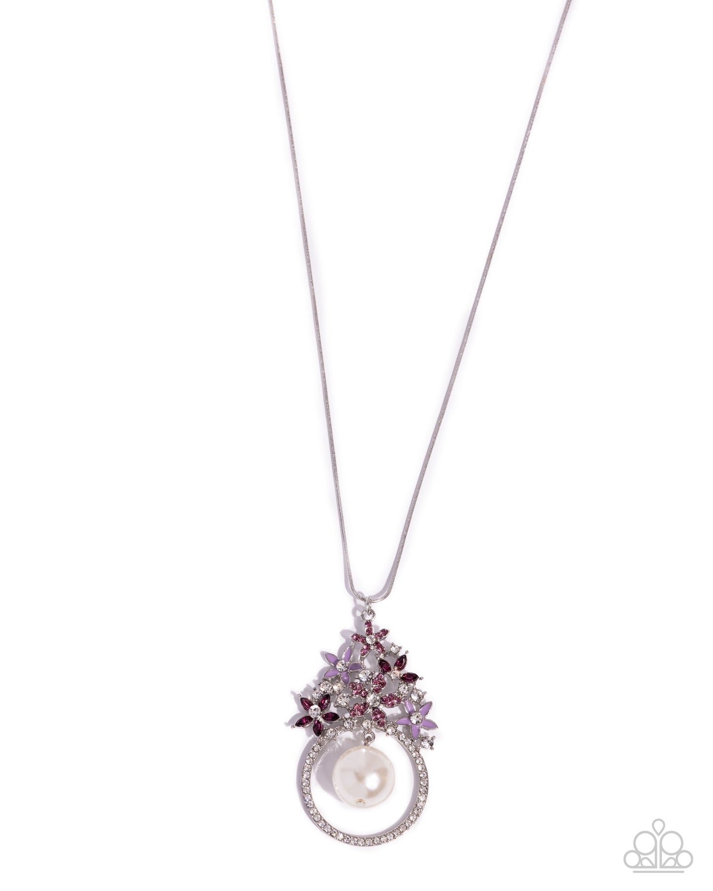 Paparazzi Woodland Wardrobe - Purple Lavender, Light Amethyst Gem Flower & White Rhinestone Necklace N3881