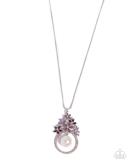 Paparazzi Woodland Wardrobe - Purple Lavender, Light Amethyst Gem Flower & White Rhinestone Necklace N3881