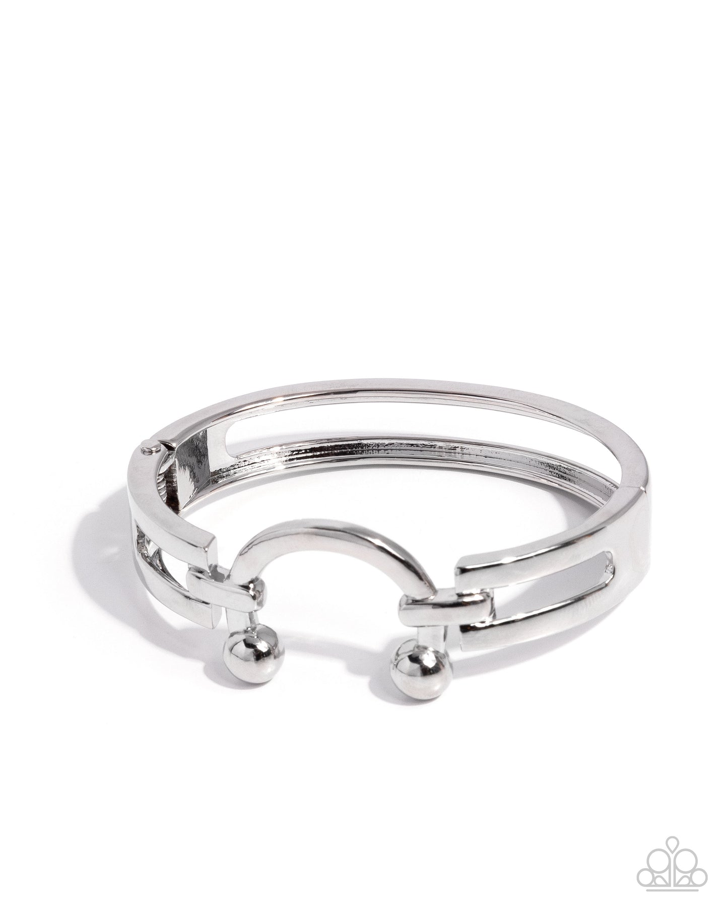 Paparazzi Luminous Latch - Silver High Sheen Barbell Accent Hinged Bracelet B0793