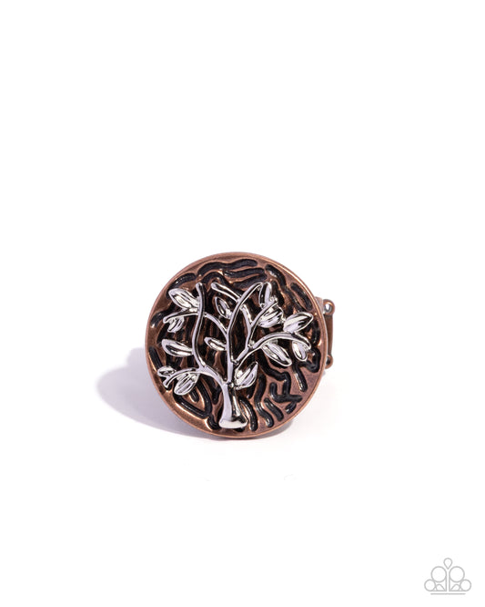 Bold Branches - Copper Rustic Leafy Branch Ring Paparazzi R1168