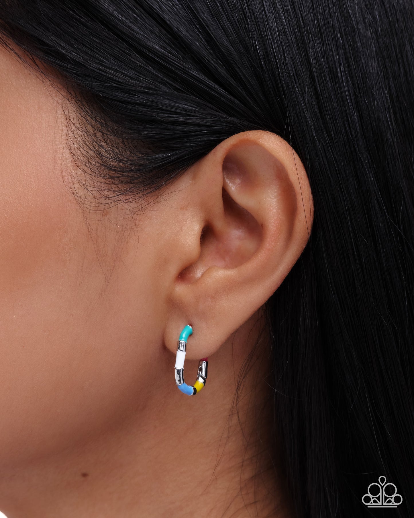 Paparazzi Colorful Cohort - Multicolor 1/2 Inch Hinge Hoop Earring E3365