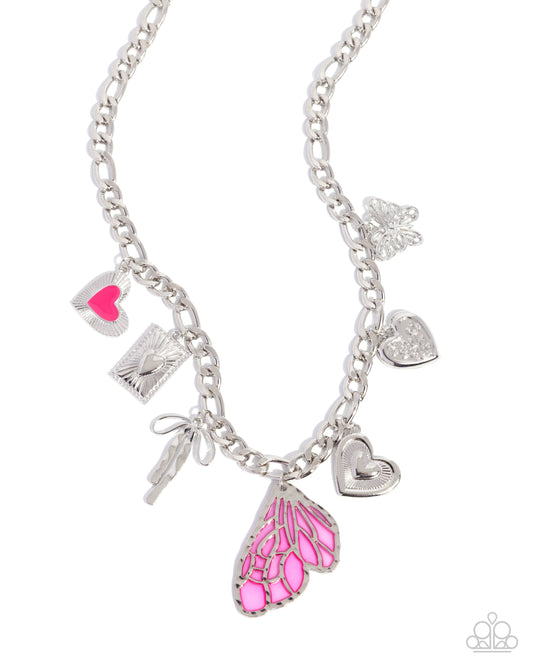 Paparazzi Feminine Finish - Pink Butterfly Charm Style Necklace
