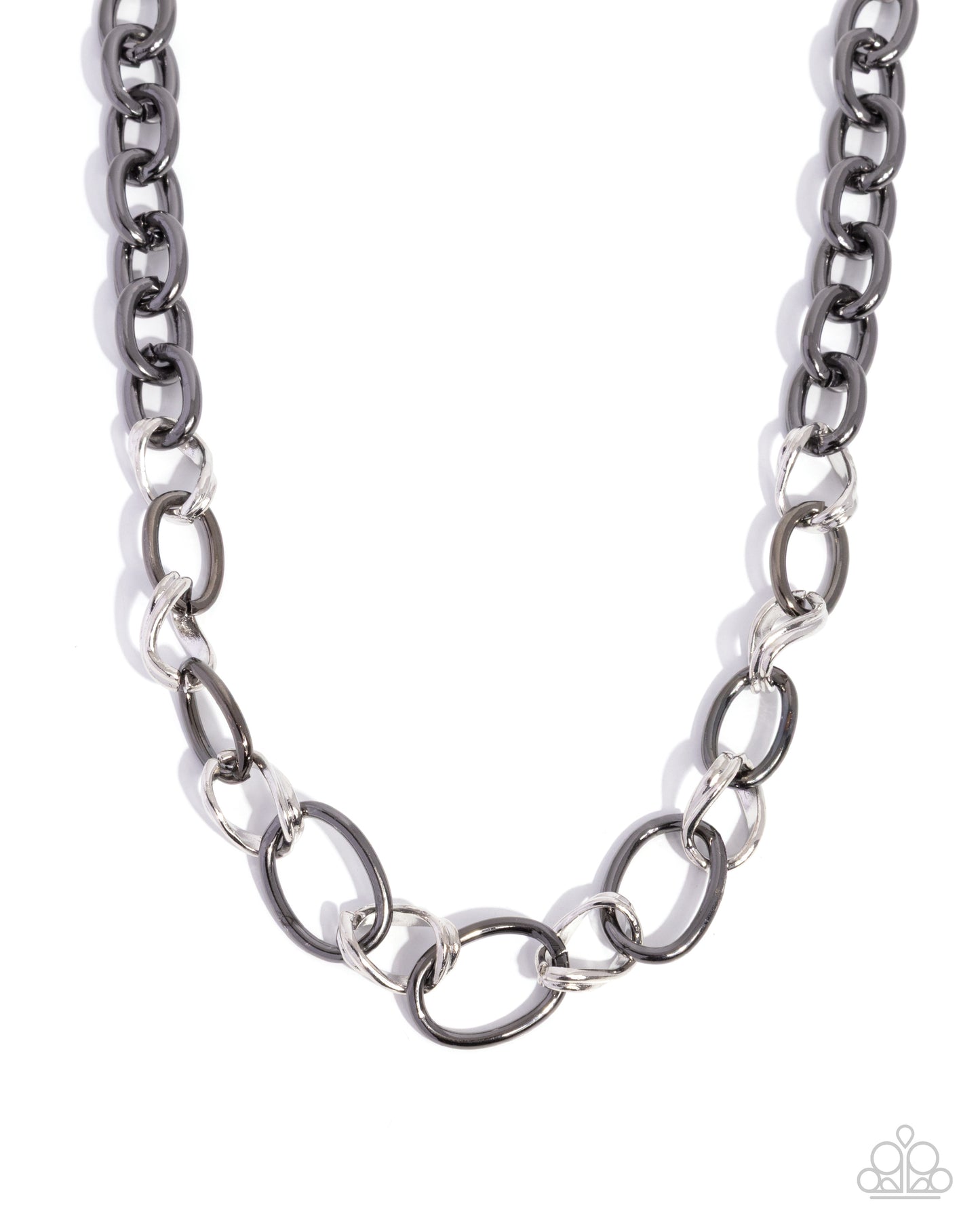 Paparazzi Sleek Spirit - Black Gunmetal & Silver Link Chain Necklace N3773