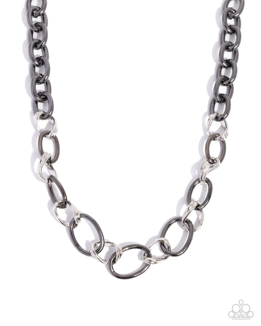 Paparazzi Sleek Spirit - Black Gunmetal & Silver Link Chain Necklace N3773
