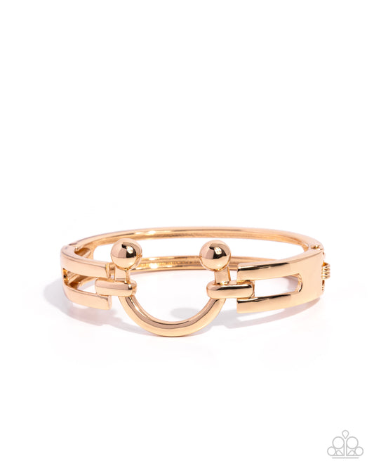 Paparazzi Luminous Latch - Gold High Sheen Barbell Accent Hinge Bracelet