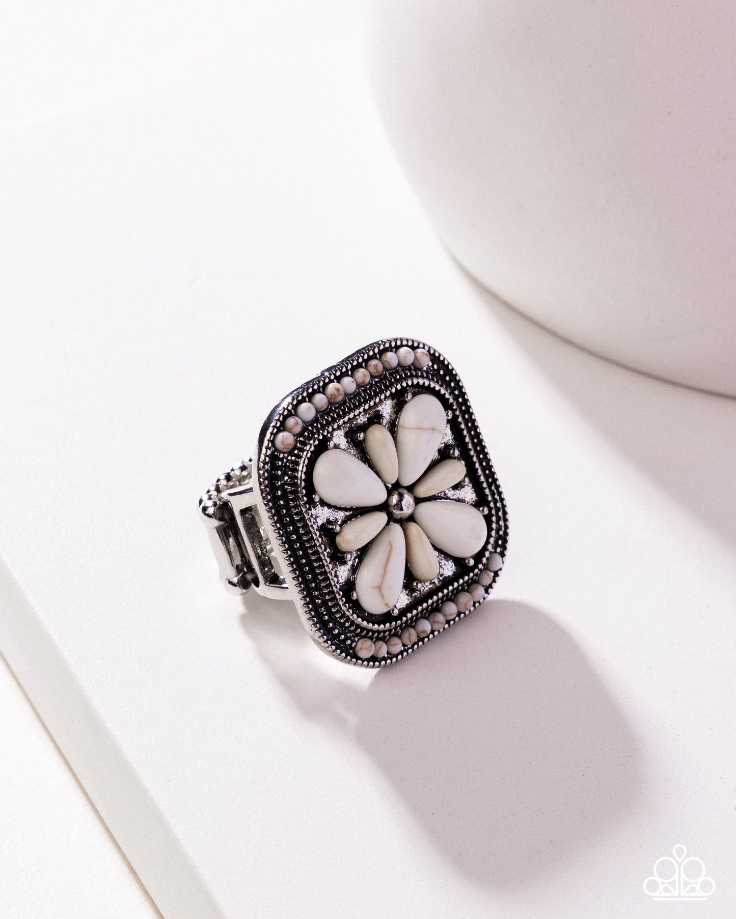 Giving Grounded - White Stone Santa Fe Style Ring Paparazzi R1204