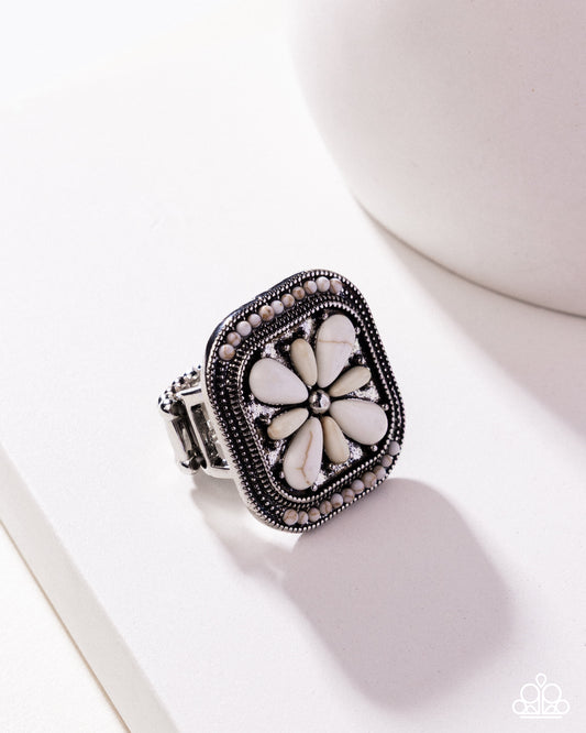 Giving Grounded - White Stone Santa Fe Style Ring Paparazzi R1204