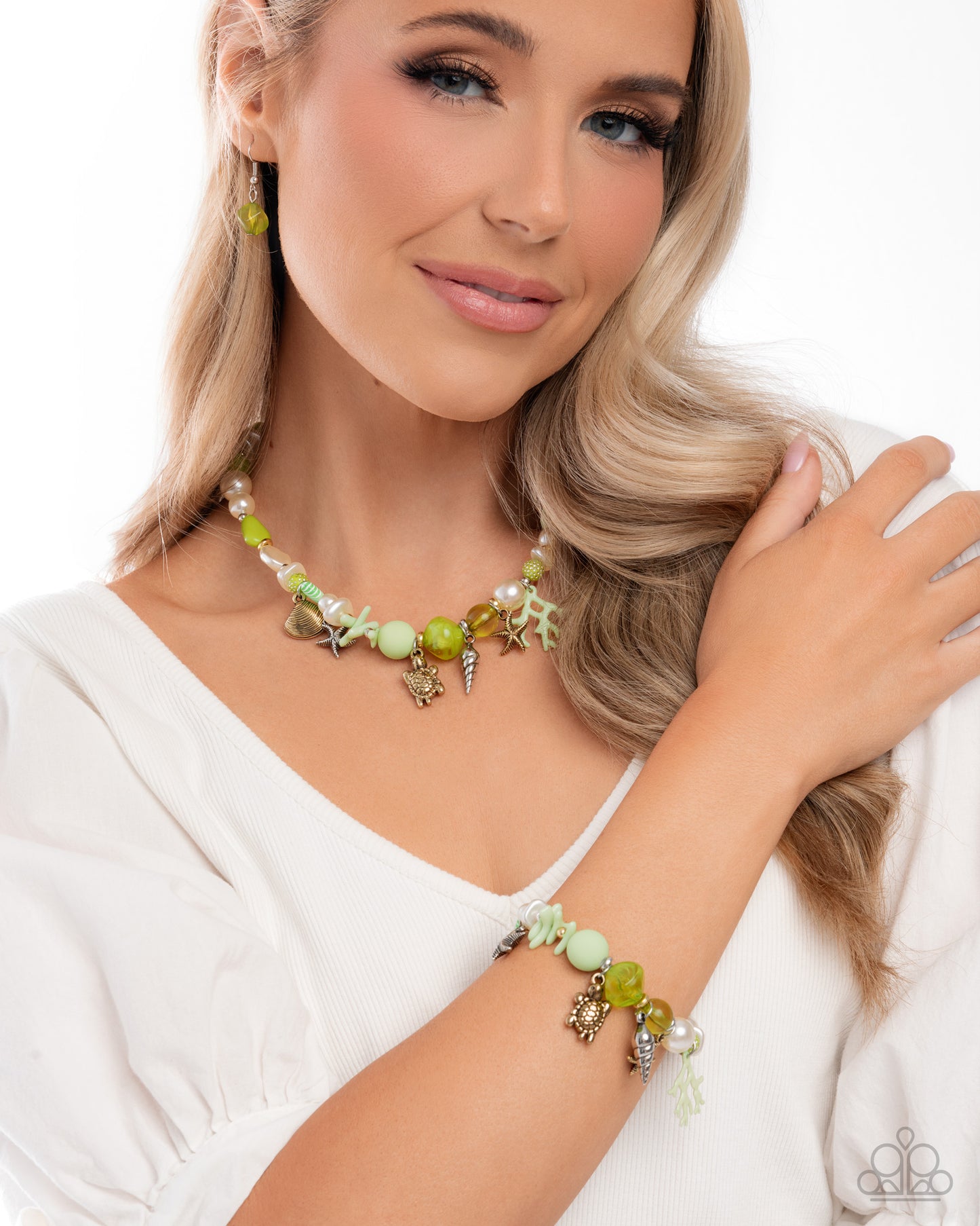 Paparazzi Oceanic Organization - Green Complete Look Set - Oceanic Operation Necklace - Green & Oceanic Outfit - Green Bracelet N3942