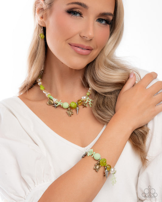 Paparazzi Oceanic Organization - Green Complete Look Set - Oceanic Operation Necklace - Green & Oceanic Outfit - Green Bracelet N3942