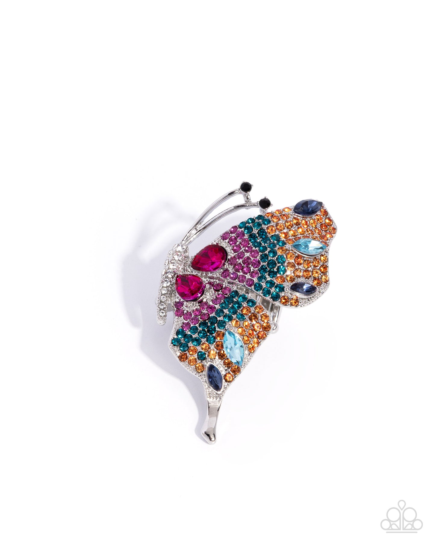 Paparazzi Fantastical Flutter - Orange, Multicolored Rhinestone Butterfly Wing Ring