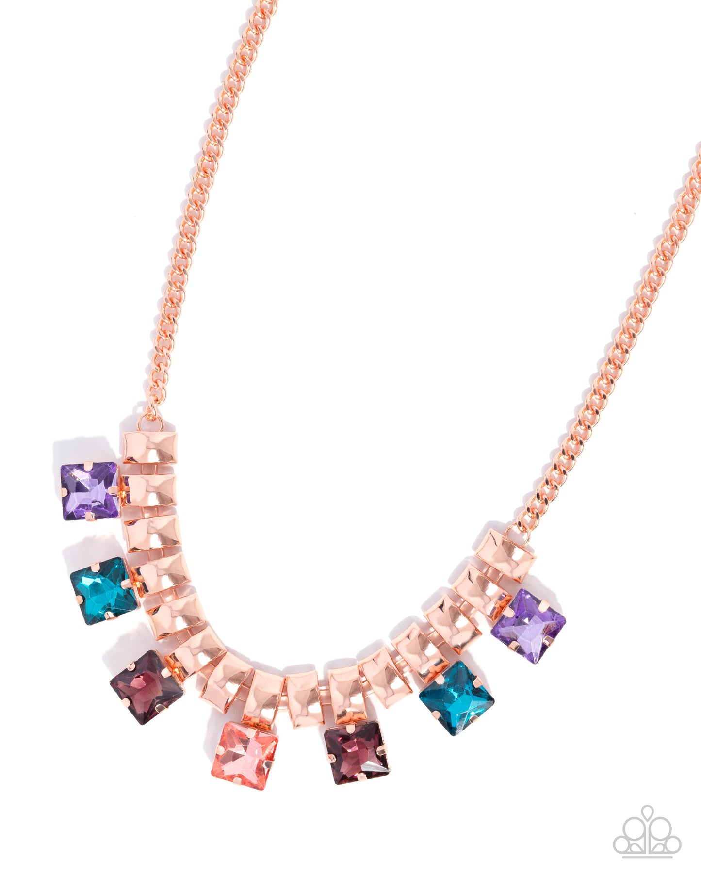 Paparazzi Glimpse of Grunge - Copper - Shiny Copper & Multicolored Gem Necklace N3982