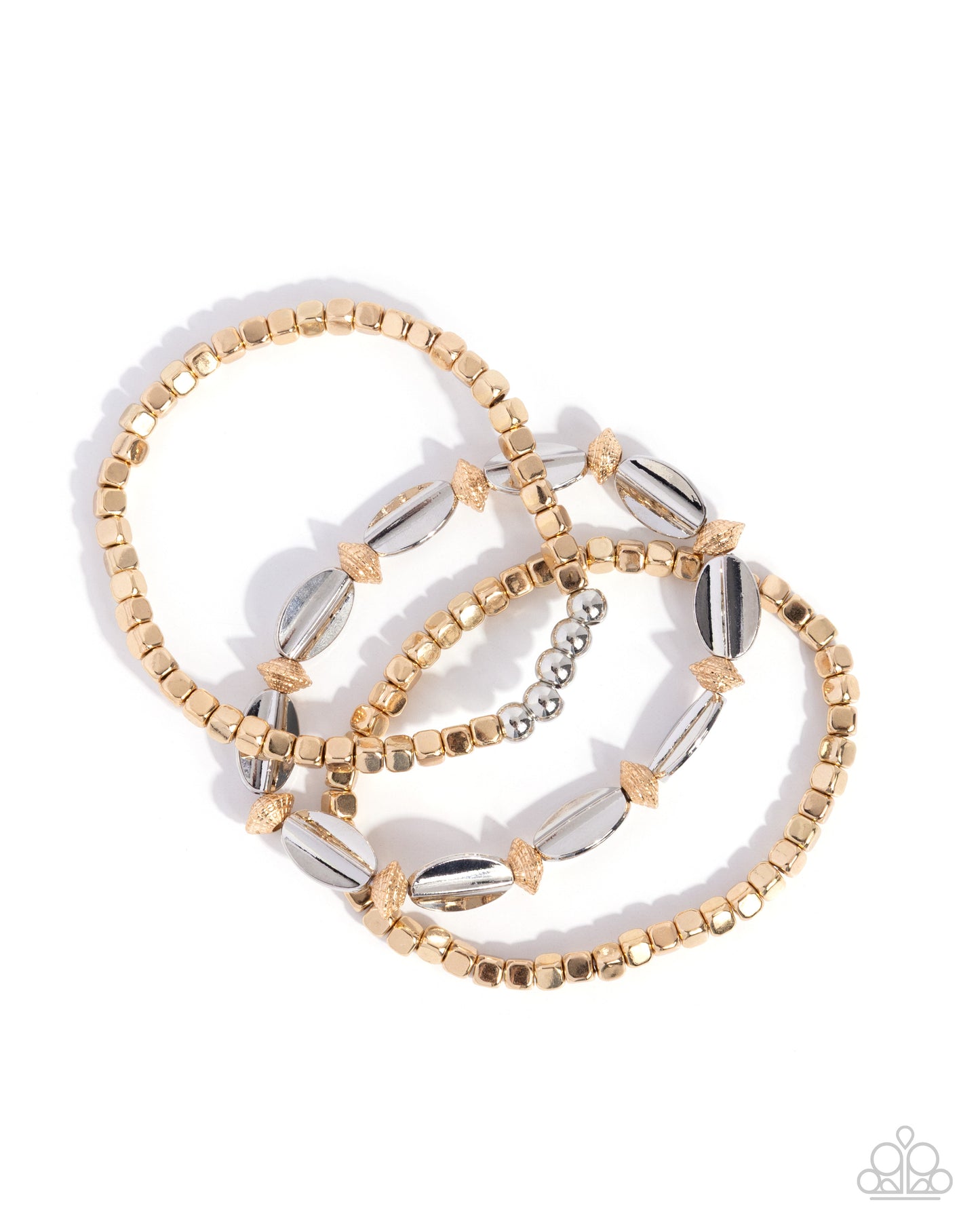 Paparazzi Trendy Team - Gold & Silver Bead Set of 3 Stretch Bracelets