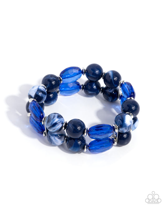 Paparazzi Stacked Season - Blue Transparent & Multicolored Bead Stretch Bracelet