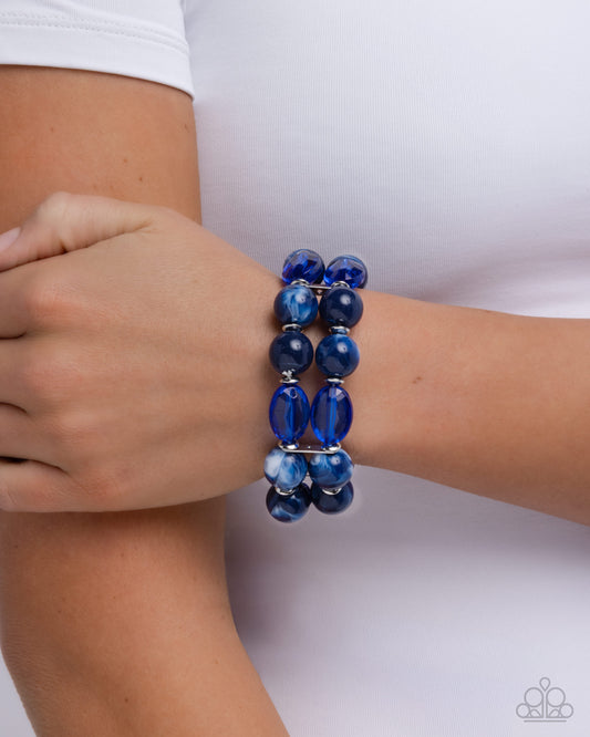 Paparazzi Stacked Season - Blue Transparent & Multicolored Bead Stretch Bracelet