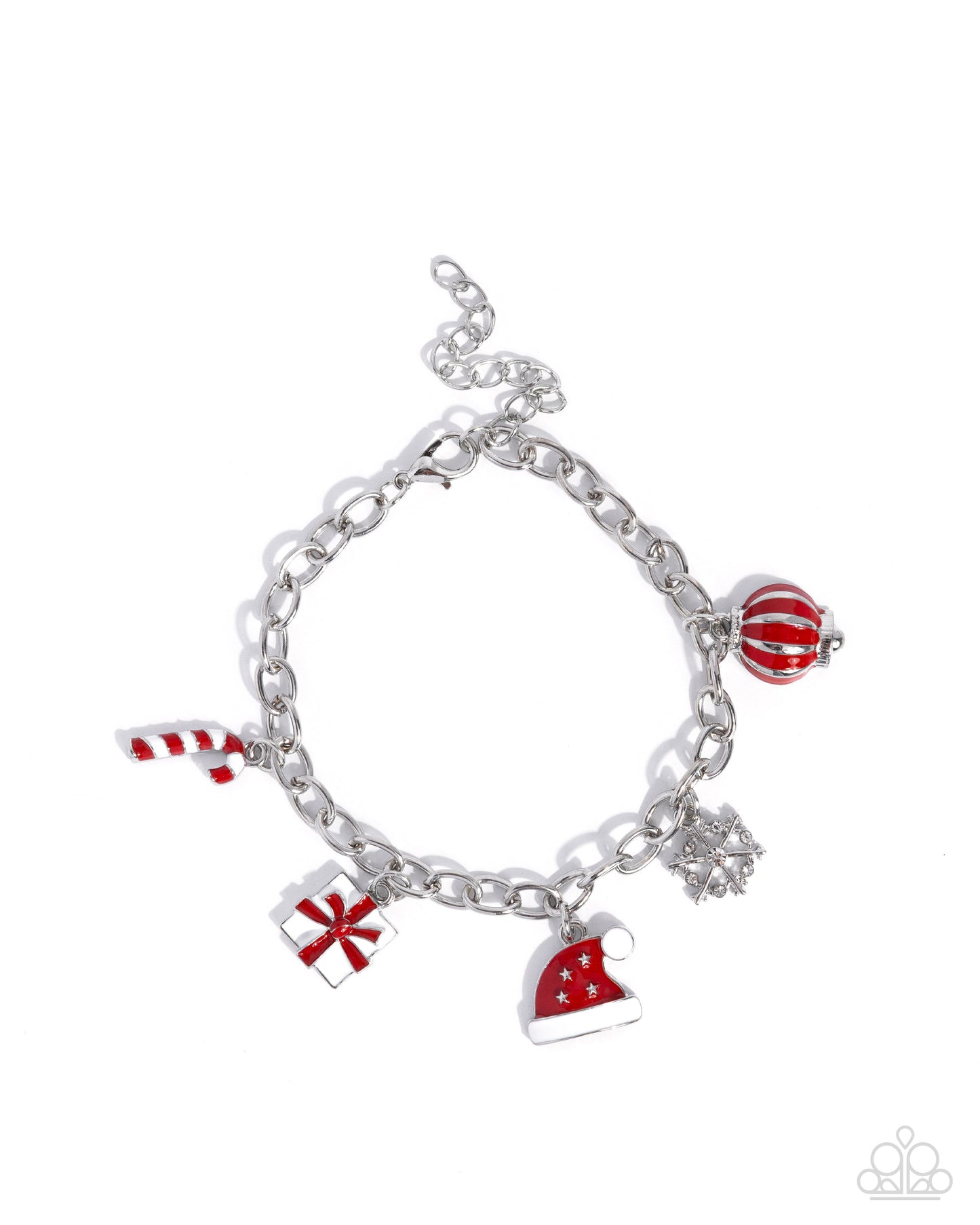 Paparazzi Holiday Haute - Red, White Silver Christmas Charm Style Bracelet