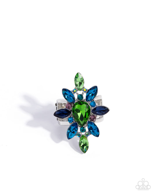 Paparazzi Explosive Element - Green & Blue Gem Statement Ring R1270