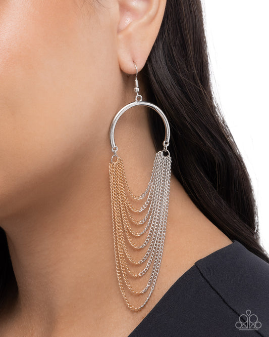Paparazzo Focused Fringe - Silver & Gold Chain Earring
