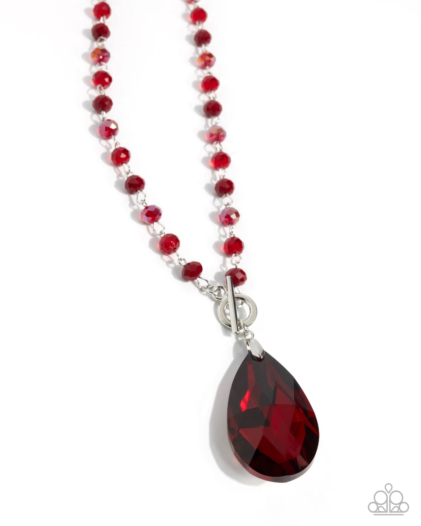Paparazzi Teardrop Tale - Red Teardrop Necklace Life Of The Party October 2025 N3494