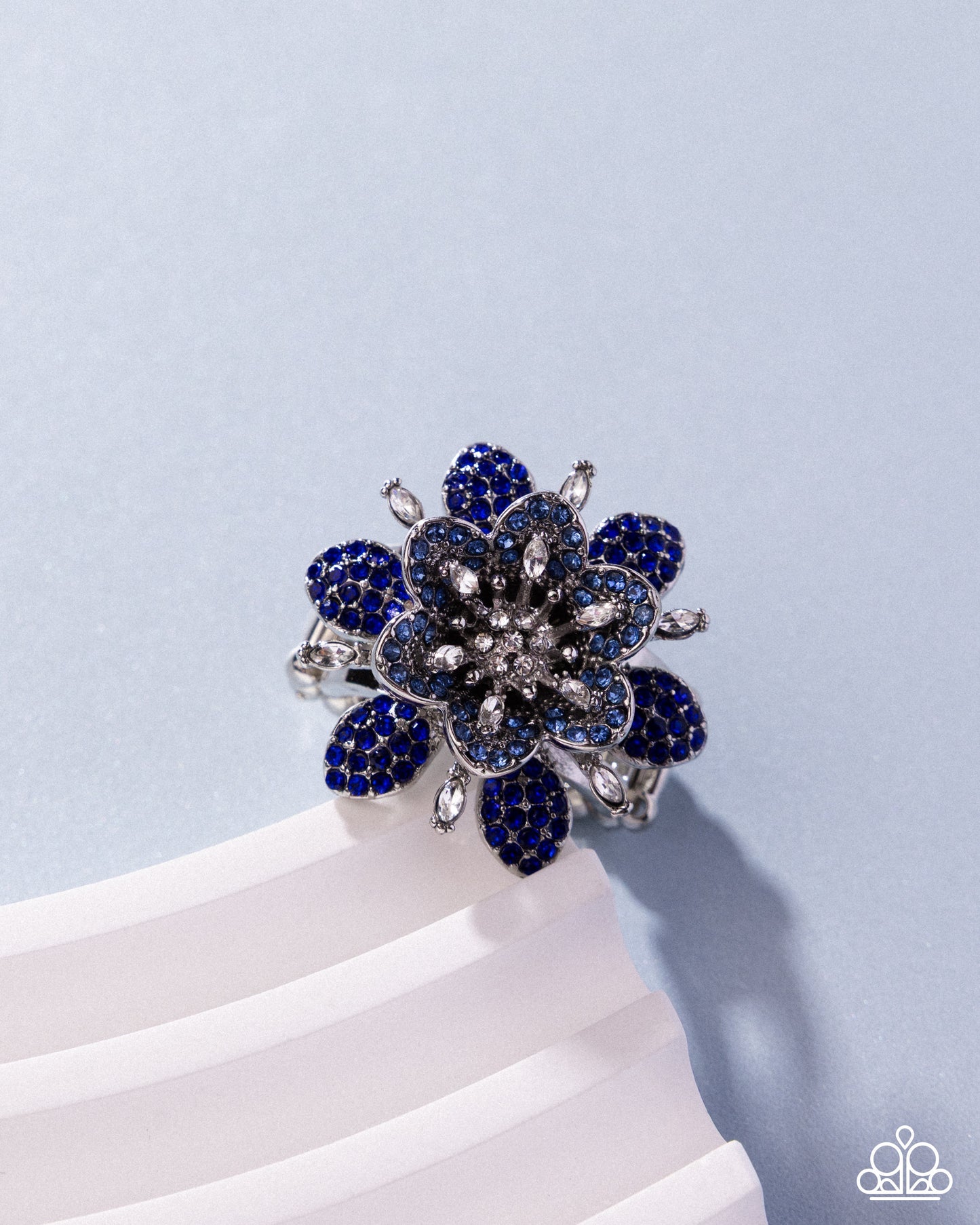 Petaled Premonition - Blue Sapphire, Light Sapphire Rhinestone Flower Ring Paparazzi R1188