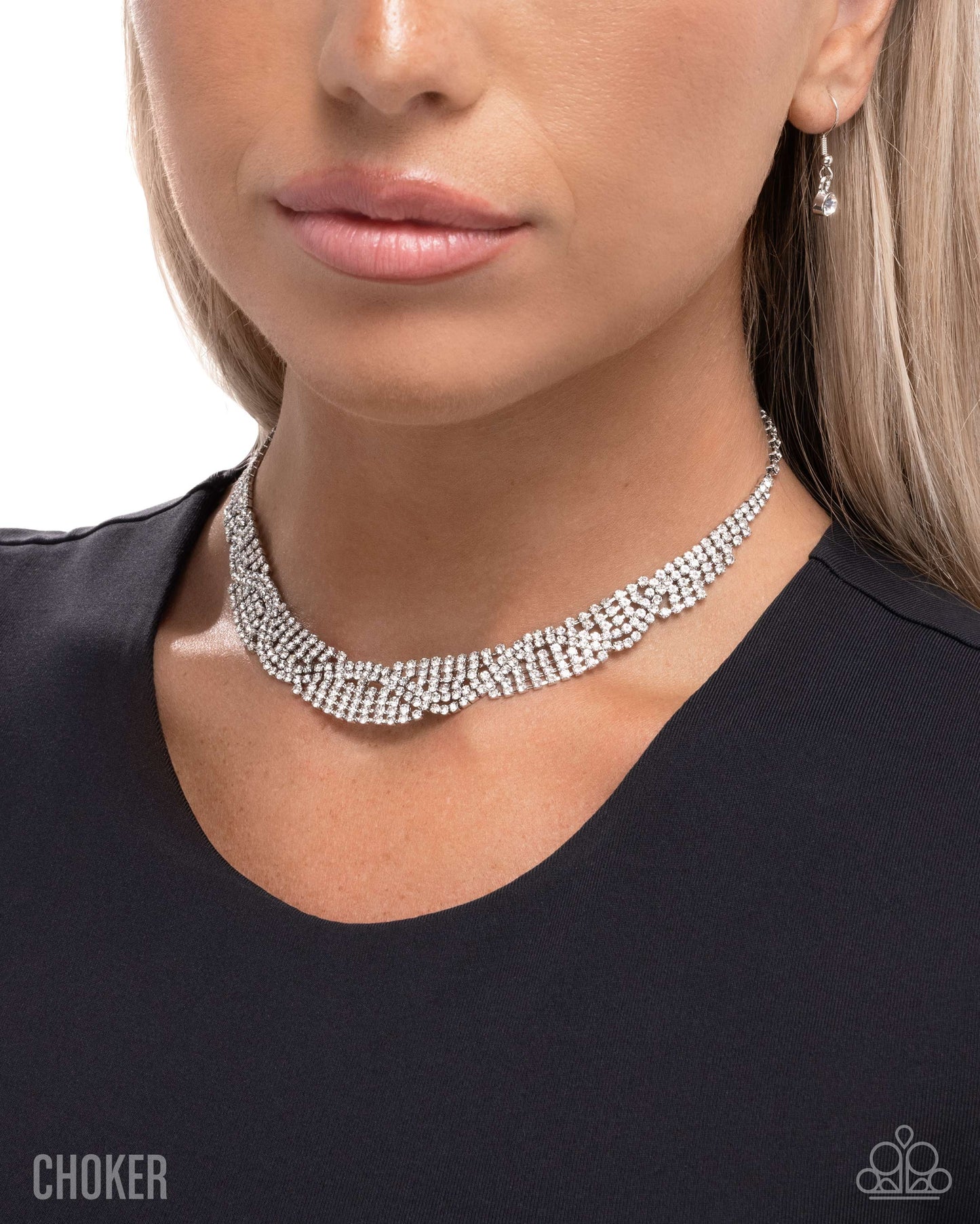 Paparazzi Scintillating Stardust - White Rhinestone Collar Style Necklace N3882