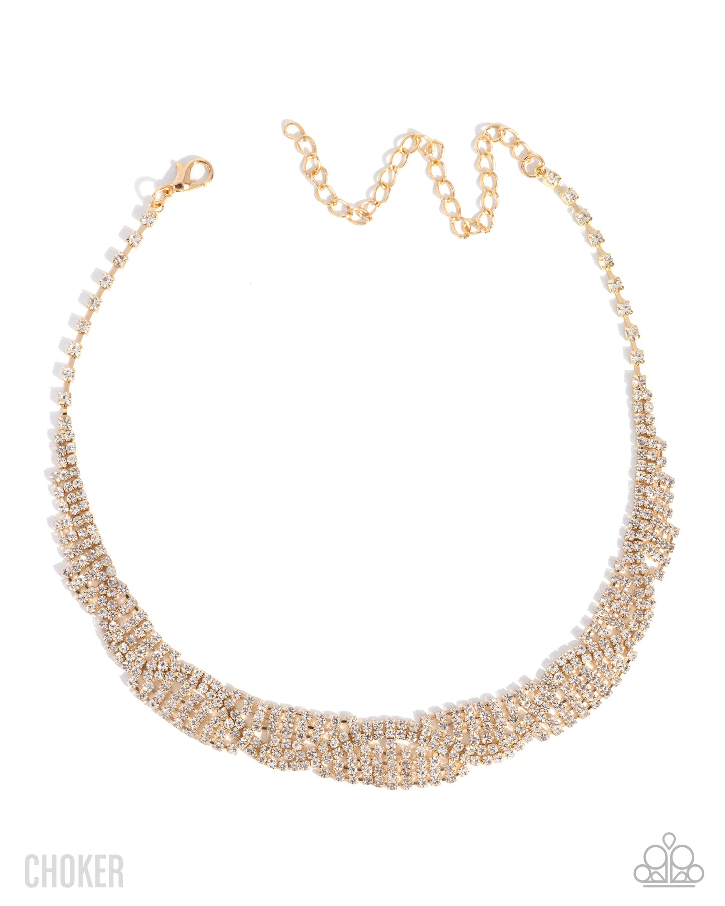 Paparazzi Scintillating Stardust - Gold White Rhinestone Choker Necklace N3870