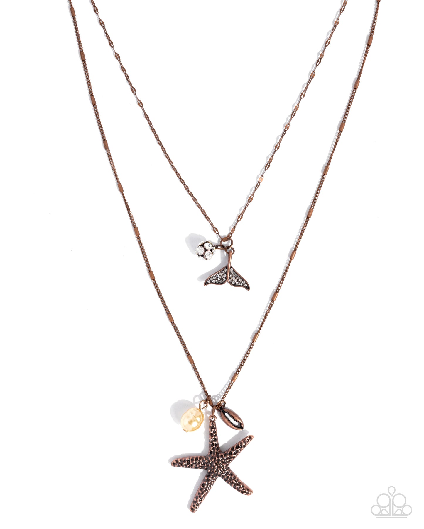 Paparazzi Coral Class - Copper Star & Mermaid Tail Satellite Layered Chain Necklace