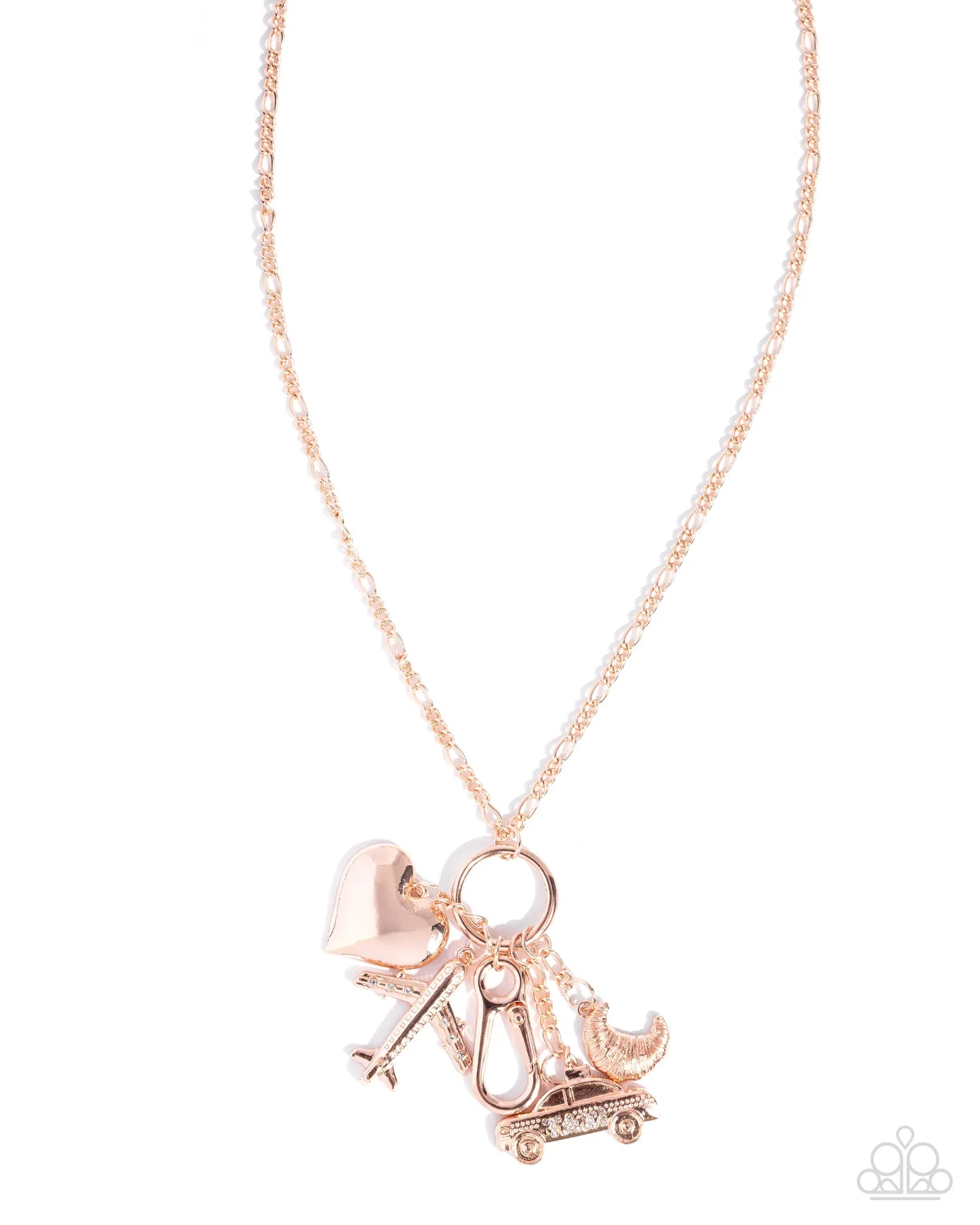 World Tour - Rose Gold French Theme Lanyard Charm Taxi Heart Airplane Croissant Necklace Paparazzi 2025 Convention Exclusive N3491