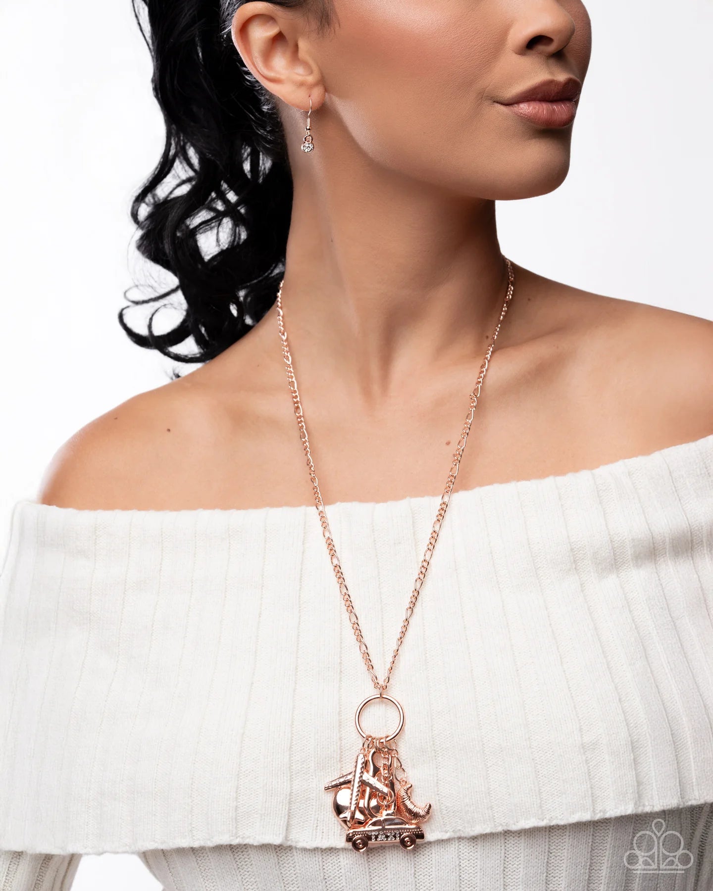 World Tour - Rose Gold French Theme Lanyard Charm Taxi Heart Airplane Croissant Necklace Paparazzi 2025 Convention Exclusive N3491