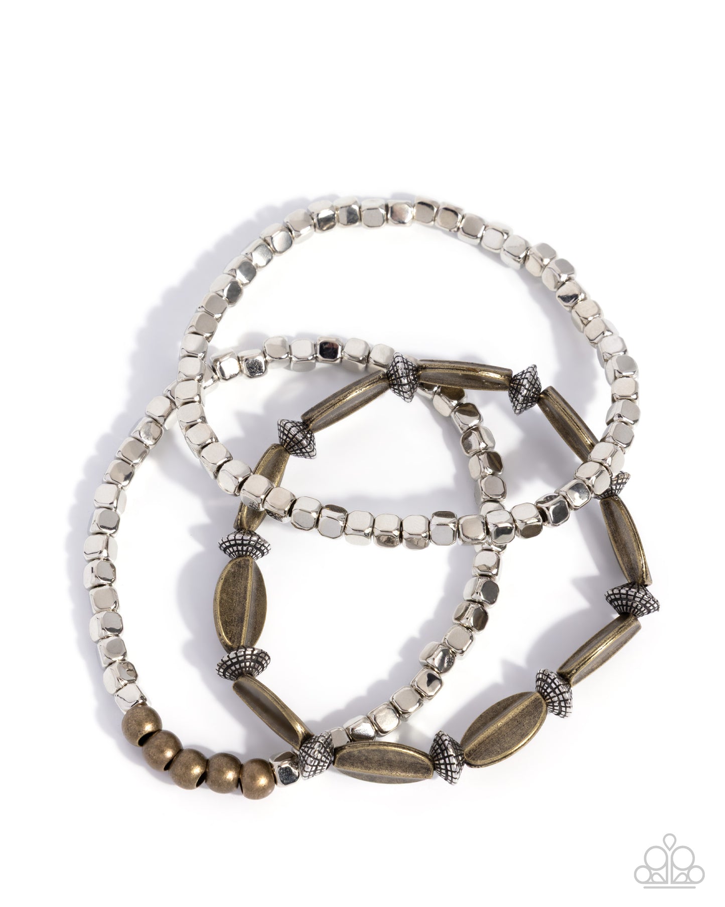 Paparazzi Trendy Team - Silver & Brass Stretch Bracelets